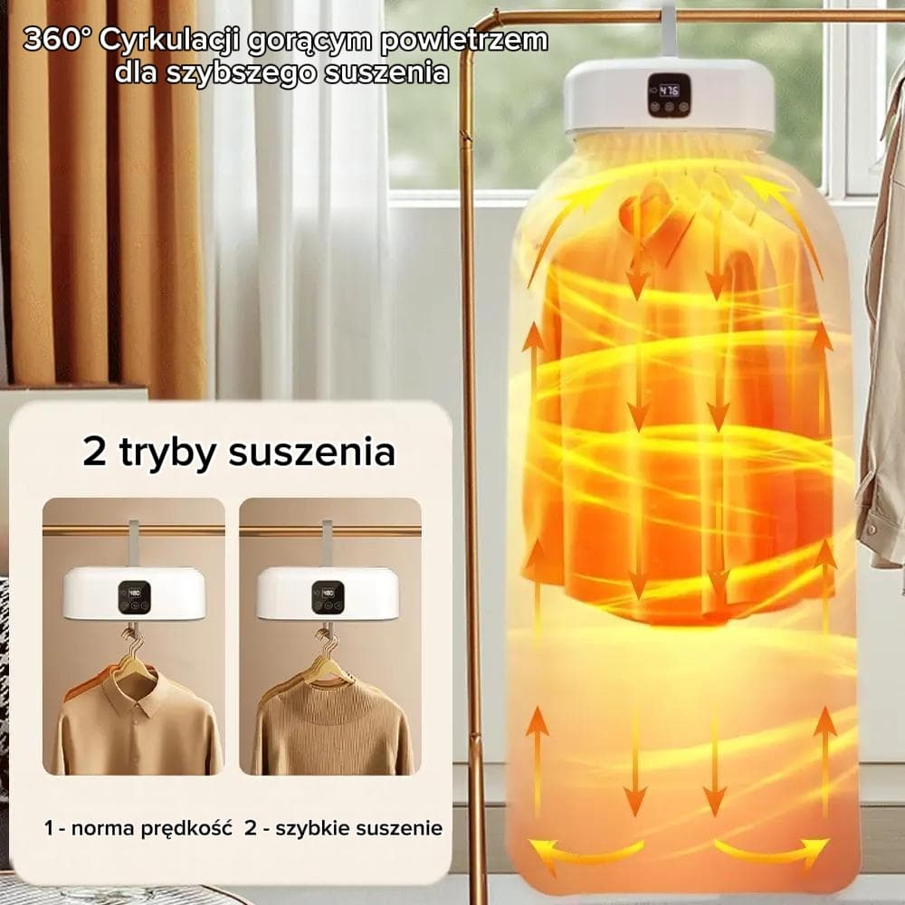 Przenośna elektryczna suszarka z dezynfekcją UV, składana 👕