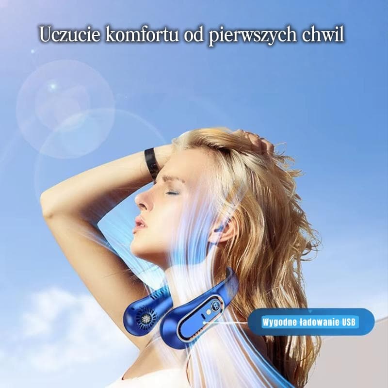 Wentylator na szyję z wyświetlaczem cyfrowym i ładowaniem USB 🌬️