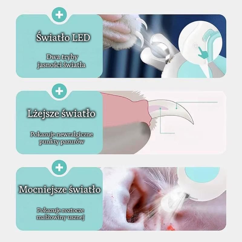 Bezpieczne obcinaczki pazurów LED dla psów, kotów 🐾